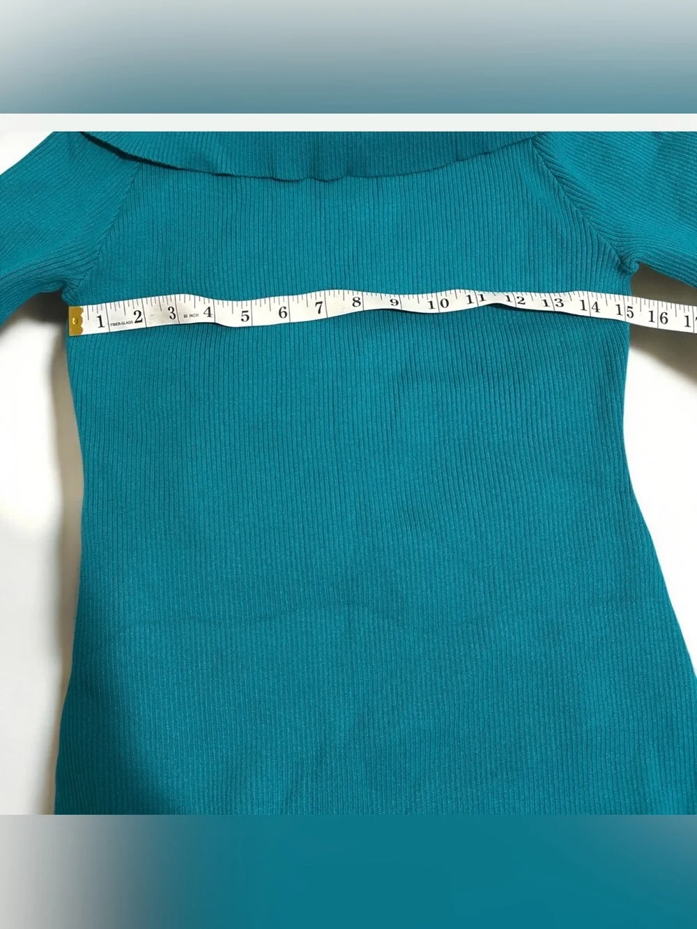 Off-Shoulder Teal Maxi Ribbed Dress